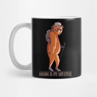 Funny hiking bear graphic, outdoor camping and exploring nature lover, Men Women Mug